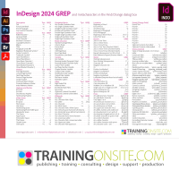 Adobe InDesign 2024 list of GREP and metacharacters