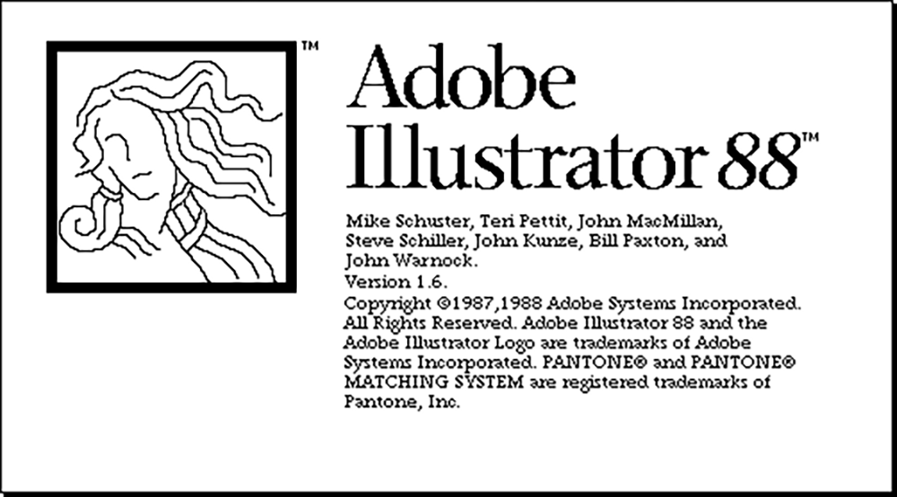 Adobe Illustrator version 88 splash screen 1988