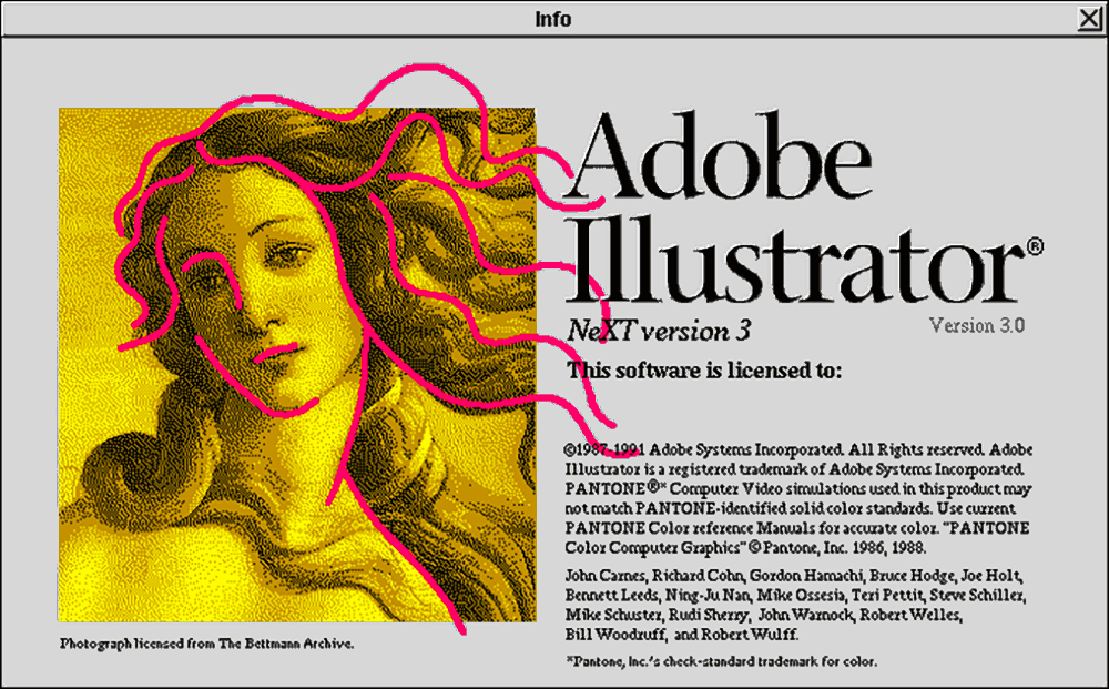 Adobe Illustrator version 3 splash screen 1990