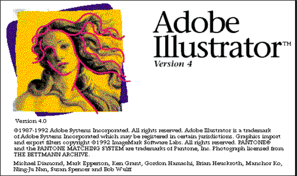 Adobe Illustrator version 4.0 splash screen 1992