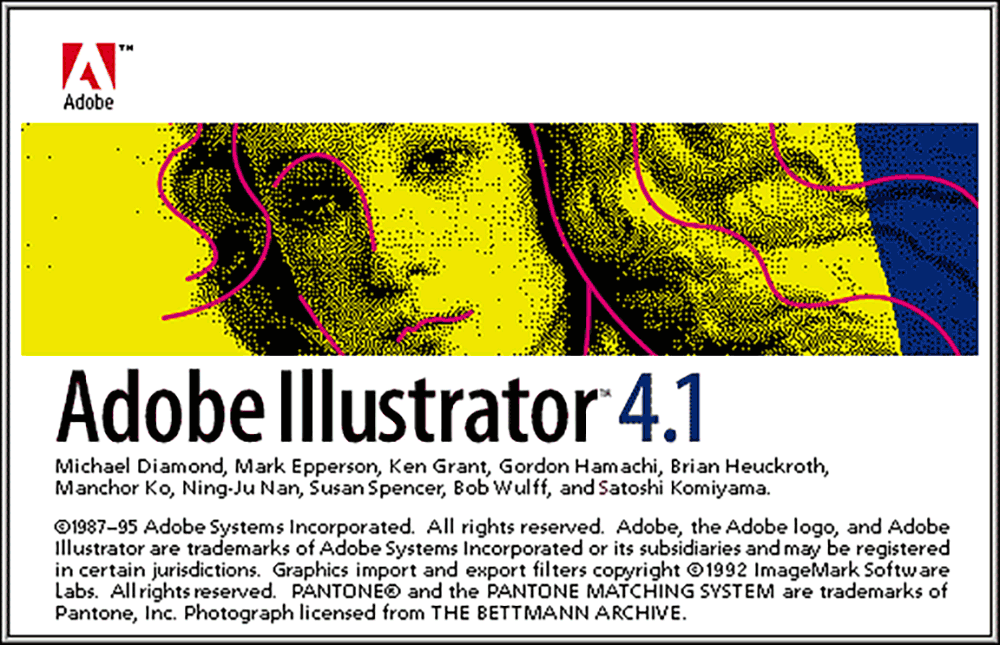 Adobe Illustrator version 4.1 splash screen 1992