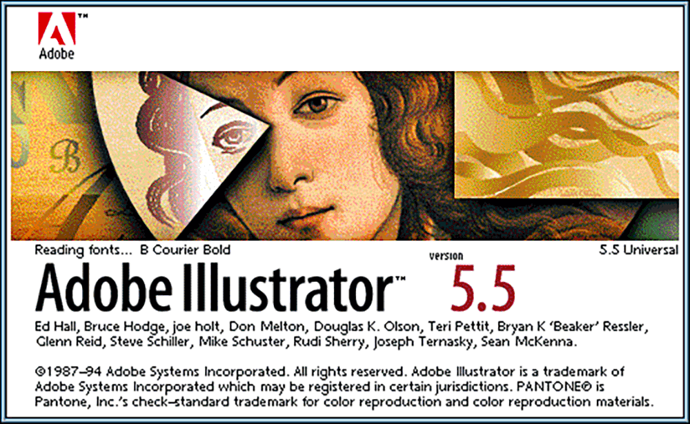 Adobe Illustrator version 5.5 splash screen 1994