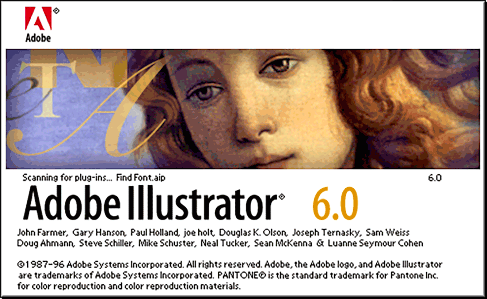 Adobe Illustrator version 6 splash screen 1996