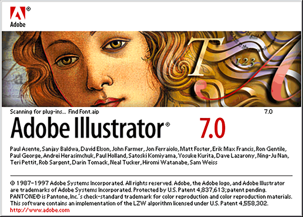 Adobe Illustrator version 7 splash screen 1997