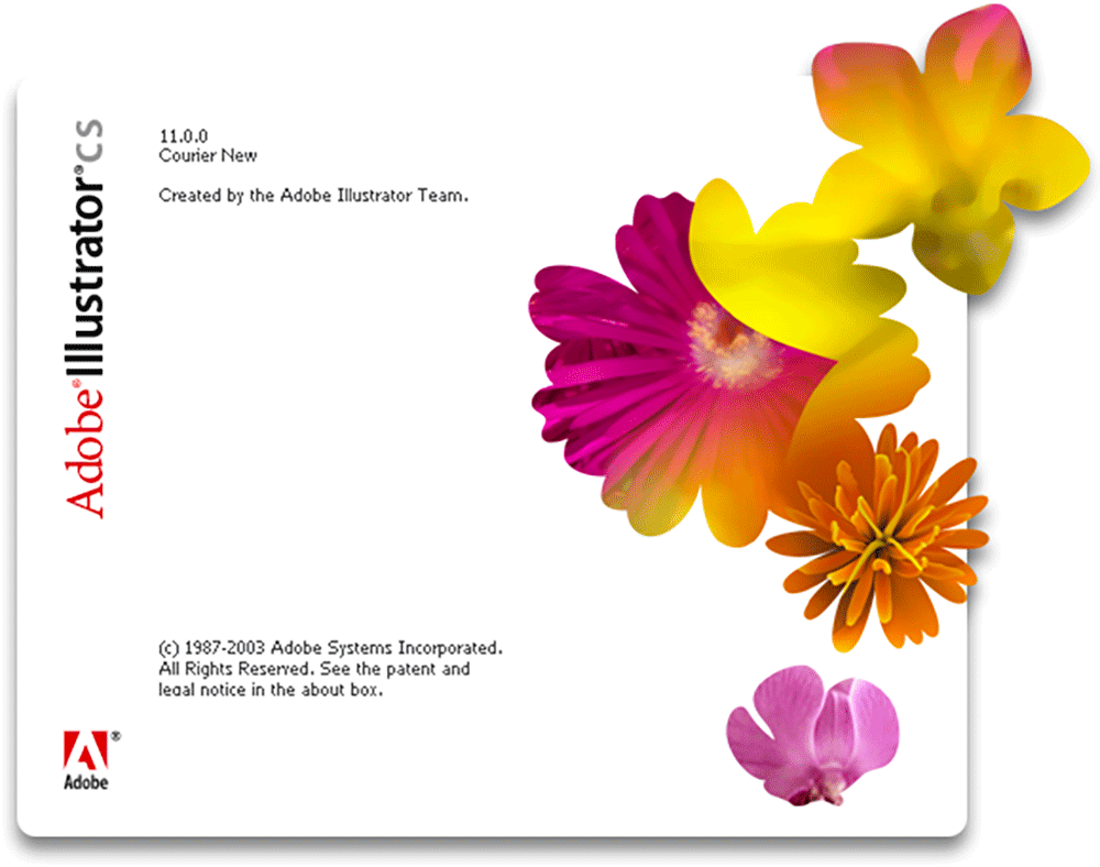 Adobe Illustrator CS1 version 11.0 splash screen 2003