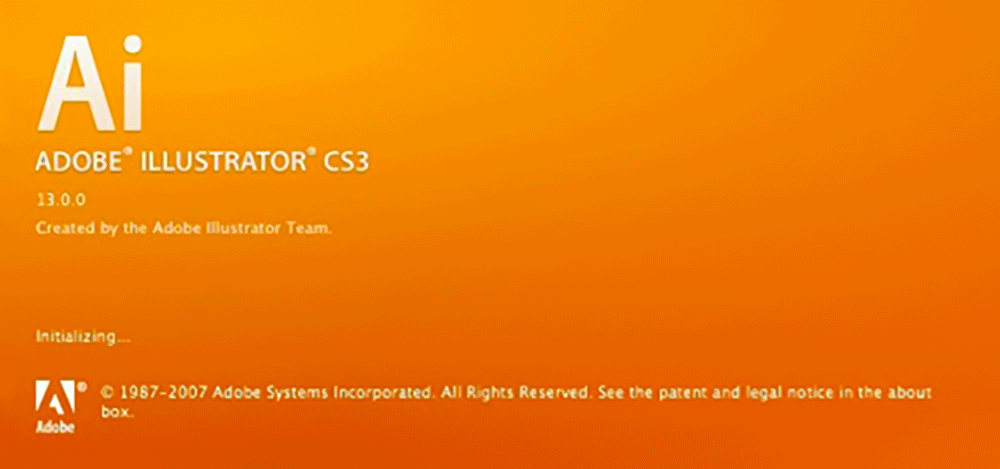 Adobe Illustrator CS3 version 7.0 splash screen 2010