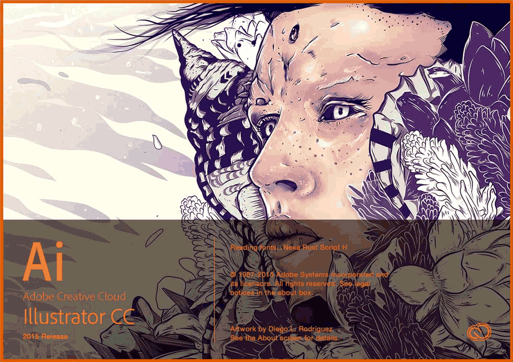 Adobe Illustrator CC 2015 version 19 splash screen 2016
