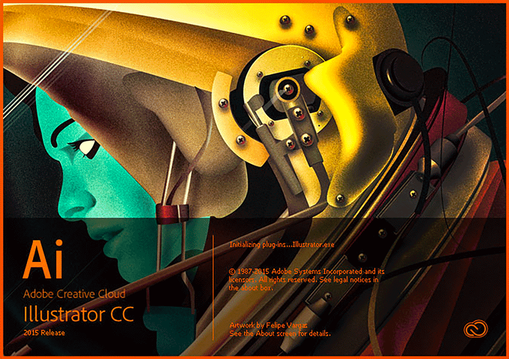 Adobe Illustrator CC 2015 version 19 splash screen 2016