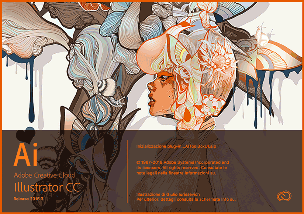 Adobe Illustrator CC 2015 version 20 splash screen 2016