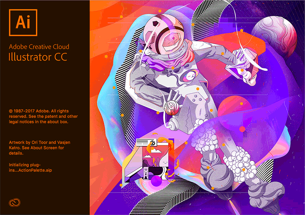Adobe Illustrator CC 2018 version 22.0 splash screen 2017