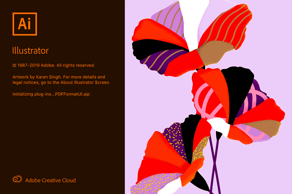 Adobe Illustrator CC 2020 version 24.0 splash screen 2019
