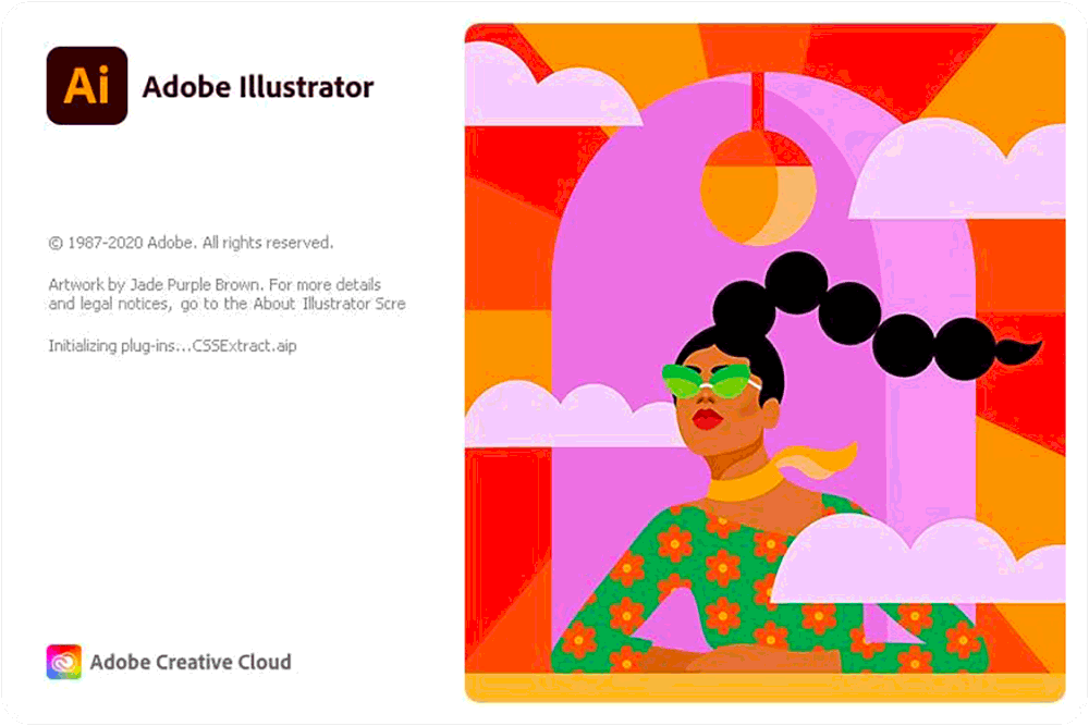Adobe Illustrator 2021 version 25.0 splash screen 2020