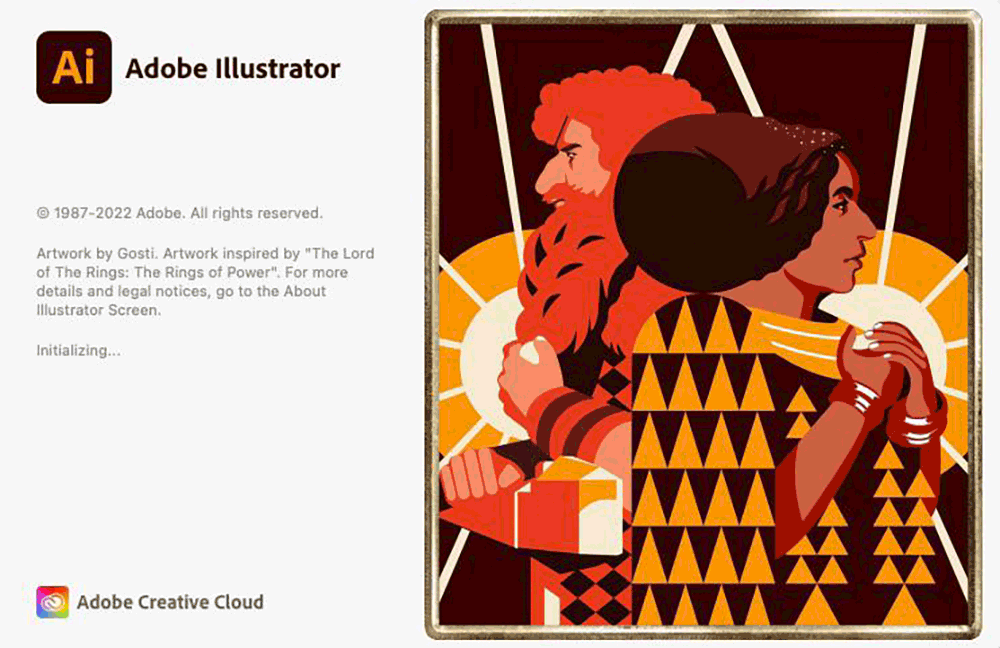 Adobe Illustrator 2022 version 26.0 splash screen 2021