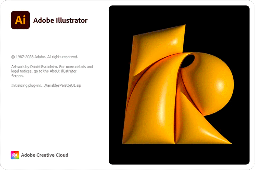 Adobe Illustrator 2023 version 27.0 splash screen 2022