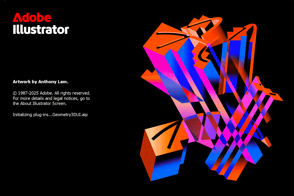 Adobe Illustrator 2026 version 30 splash screen 2025