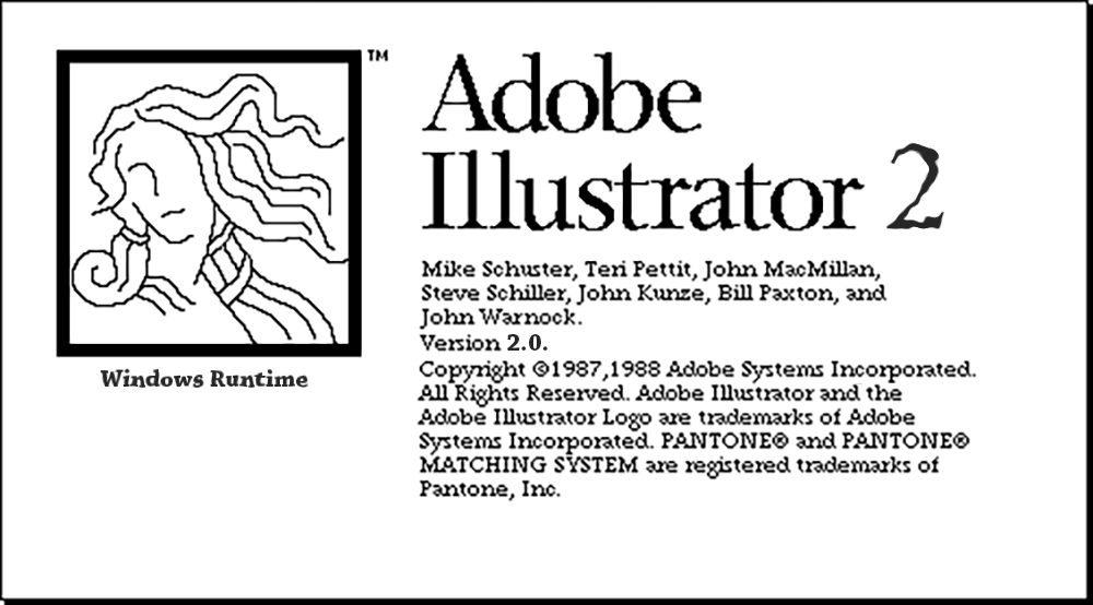 Adobe Illustrator version 2 splash screen 1989 Adobe Illustrator version 2 splash screen 1989