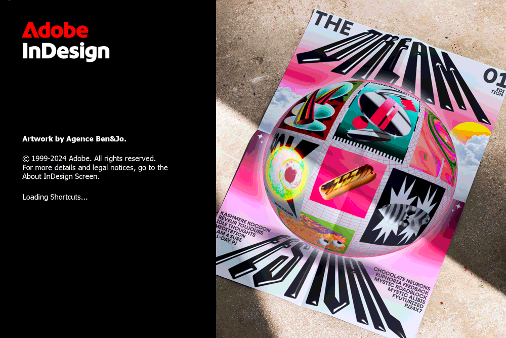 Adobe InDesign 2025 version 19.0 splash screen 2024