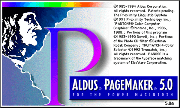 Aldus PageMaker version 4.0 splash screen 1993 Aldus PageMaker version 4.0 splash screen 1993