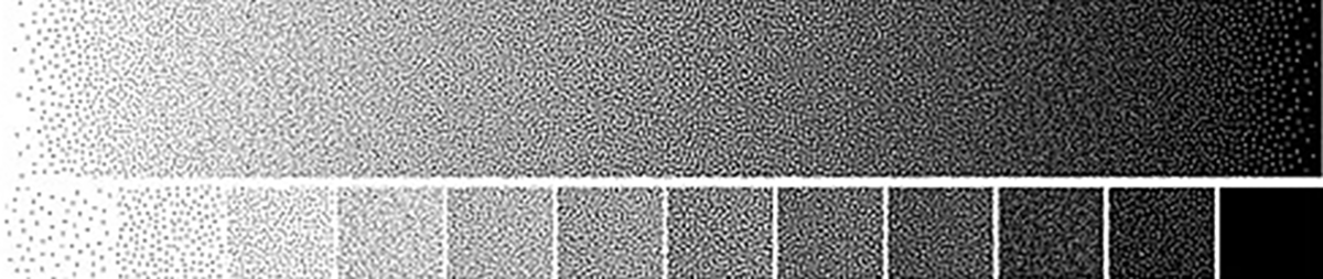 A grayscale gradient built with stochastic dots