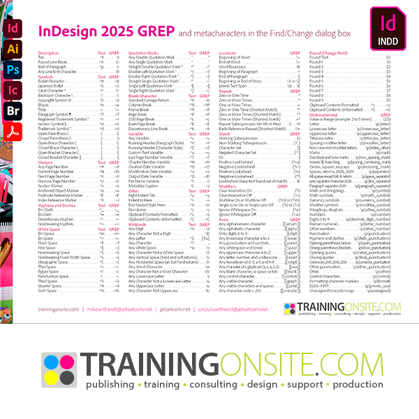 InDesign 2025 GREP metacharacters