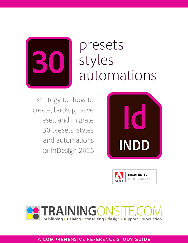 InDesign 2025 presets styles automations