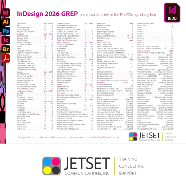 InDesign 2026 GREP and metacharacters InDesign 2026 GREP and metacharacters