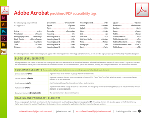 Acrobat XI element tags