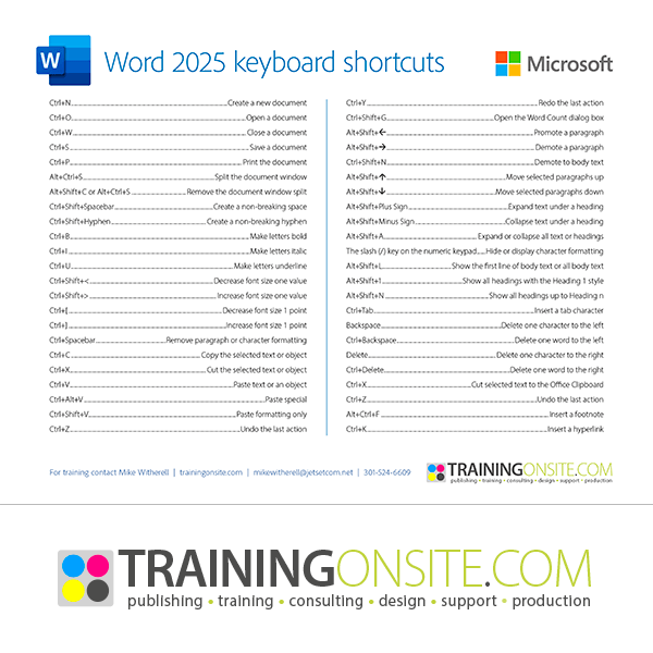 Word 2025 keyboard shortcuts